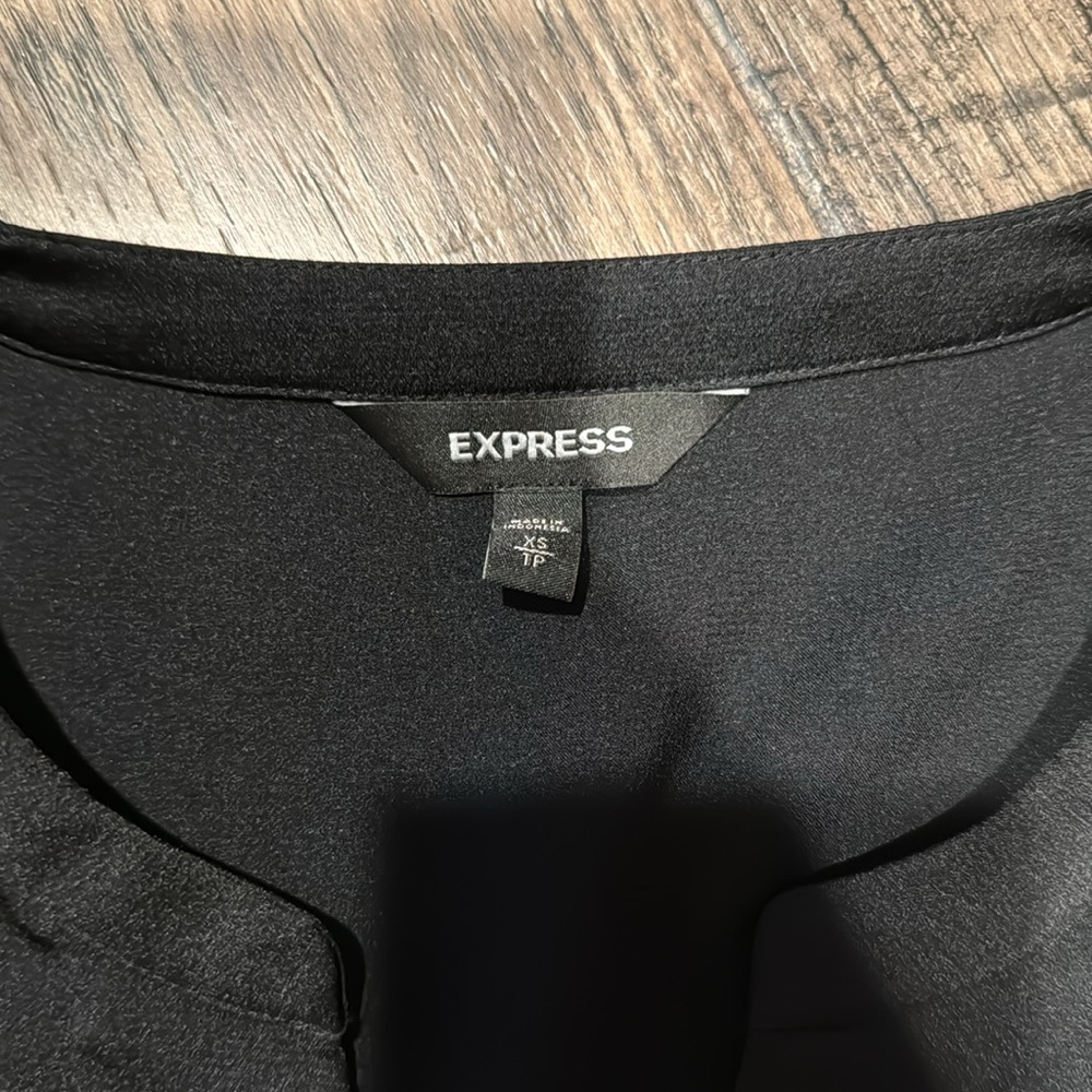 Express Black Button Up And Tie Front Blouse 3/4 … - image 4
